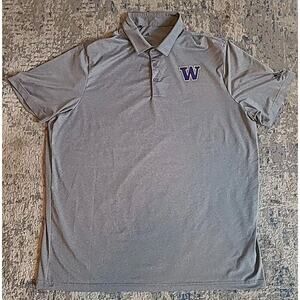 Adidas Mens Polo Shirt Gray Washington Huskies UW NCAA 2XL
